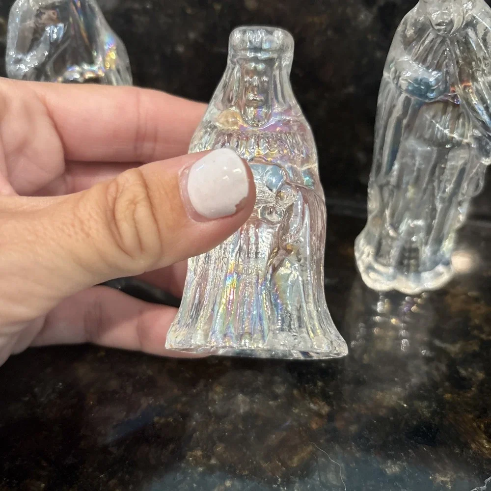 Lot Of 3 Nativity Figures Iridescent Holy Christmas Holiday